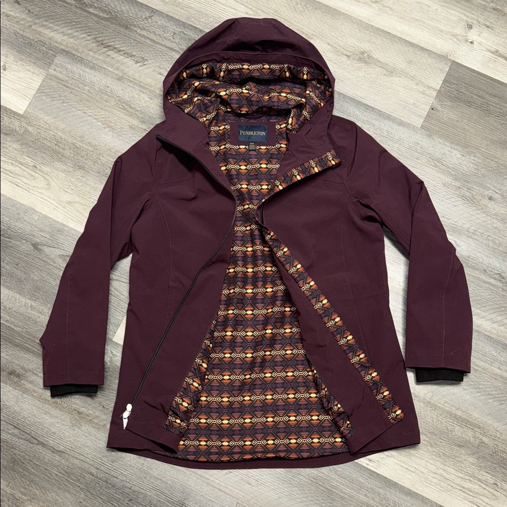 Pendleton Rain Coat Women's Winterbloom Hooded Aztec Lined Waterproof Jacket S - Picture 3 of 8